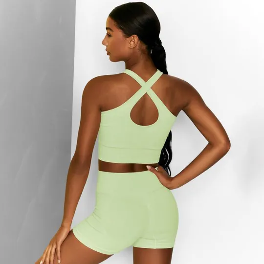 Комплект для фитнеса топ и велосипедки Рубчик 9634 M салатовый Продаж