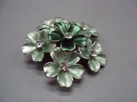 Бижутерия брошка букет цветы брошь зеленые и салатовые цветочки размер 3,7 см (нет заколки) №15867 Продаж