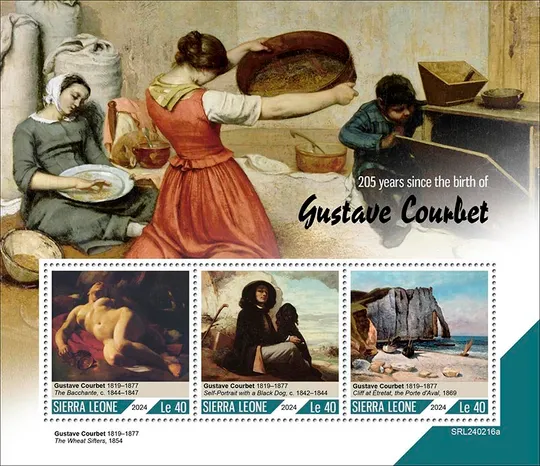 Сьерра Леоне-Живопись-Гюстав Курбе -2024.Чистый полный красивый комплект-MNH. Ціна