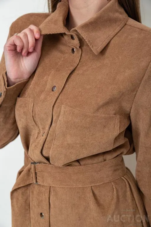 Платье-рубашка, цвет темно-бежевый, 102R5135 Де купити