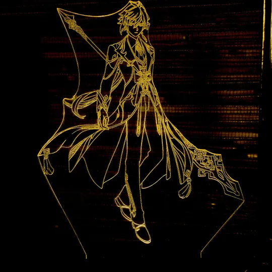 Акриловий світильник-нічник Чжун Ли (Zhongli) 2 жовтий tty-n000671 Ціна