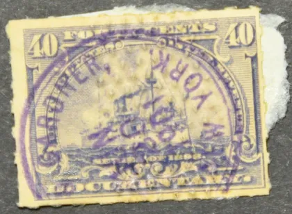 фото, США Непочтовая Гербовая Фискальная Корабль 1898