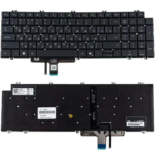Клавиатура для ноутбука DELL (Latitude: 5550) rus, черная, без рамки, подсветка клавиш (2024) Ціна