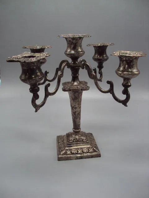 Подсвечник мельхиор канделябр на пять свечей высота 24,5 см (№1438) Ціна