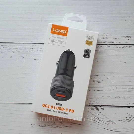 Автомобільний зарядний пристрій LDNIO C510Q Fast Car Charger QC3.0 + PD3.0 38W Чорний Ціна