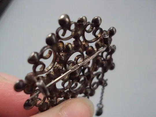 Брошка с висюльками брошь цветок цветочек серебро 875 проба ссср вес 7,4 г 6,4х3,9 см №15566 в Україні