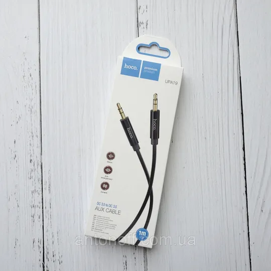 Аудіо кабель Aux Hoco UPA19 mini-Jack 3.5mm to 3.5mm чорний 1 метр Ціна
