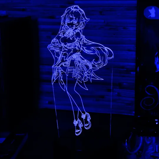 Акриловий світильник-нічник Гань Юй (Ganyu) синій tty-n000653 Ціна