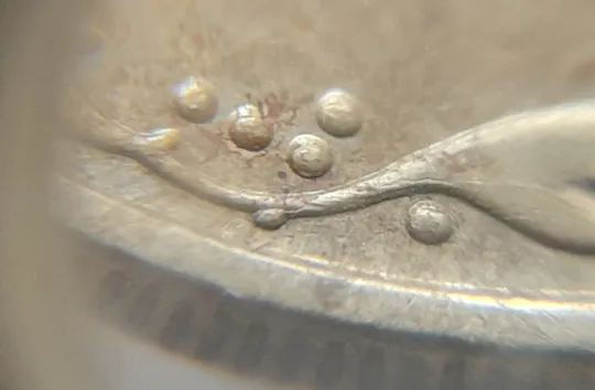 (1251) 10 копійок 2002 викрошка на вінку біля 5 грона на реверсі - 2 монети одним лотом (10 копеек 2002 брак) Продаж