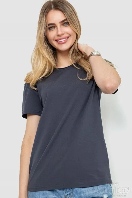 Футболка женская однотонная, цвет темно-серый, 102R5248 Ціна
