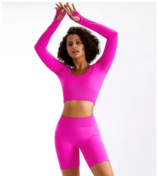 Комплект для фитнеса рашгард и велосипедки 8829 L розовый Ціна