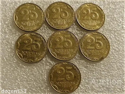 фото, 25 копійок 2006 рік Україна " Штемпельний Блиск 7 штук одним лотом " (42...)
