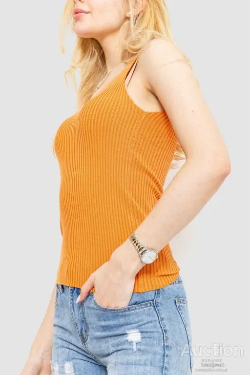 Майка женская в рубчик, цвет терракотовый, 204R028 З аукціону