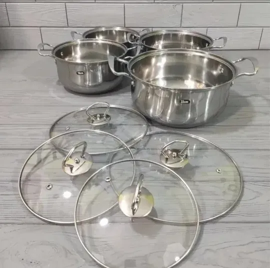 Набор кастрюль GR3558. 8 предметов из высокопрочной нержавеющей стали Ціна