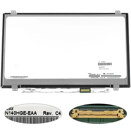фото, Матриця 14.0 N140HGE-EAA (1920*1080, 30pin(eDP, 220cd/m2 (!!!)), LED, SLIM (вертикальні вушки), матова, роз'єм праворуч знизу) для