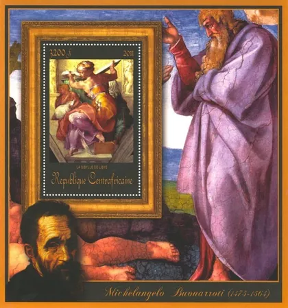 фото, ЦАР-Живопись-Микеланджело-2011. Чистый красивый Блок. MNH.