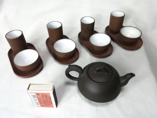 Купити Китайский набор для чайной церемонии 4 чайные пары + чайник + поднос
