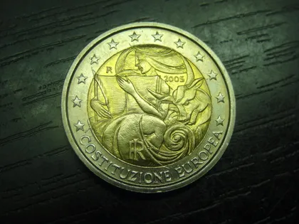 фото, 2 євро Італія 2005 UNC Європейська Конституція