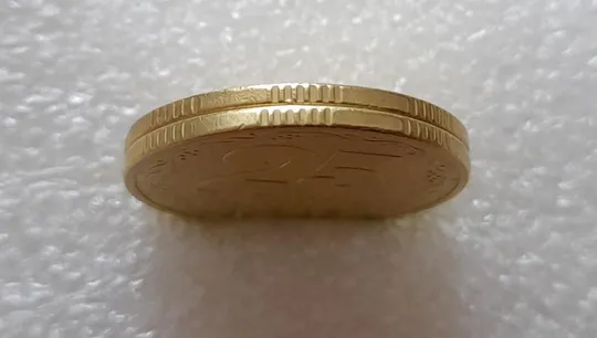 (3025) 25 копійок 1994 1БВк поворот (порушення соосності) - 2 монети одним лотом (25 копеек 1994 1БВк брак) Недорого