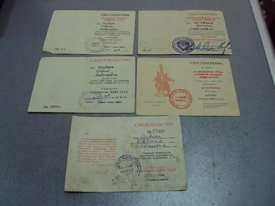 удостоверение за успехи в сельском хозяйстве всхв вднх герой социалистического труда лот 5 шт №5203 Ціна