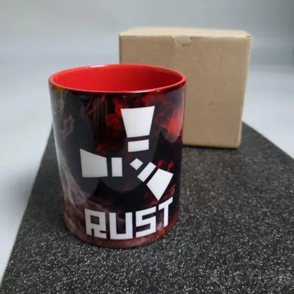 фото, Чашка rust "логотип з чорним та червоним фоном"