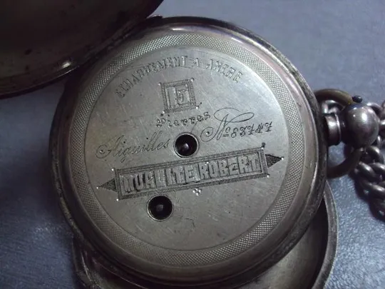 Карманные часы echappement a ancre Qualite Robert серебро 84 проба с цепочкой вес 122,9 г №9513 Де купити