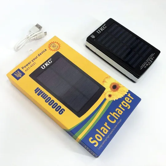 УМБ Power Bank Solar 90000 mAh мобільне зарядне з сонячною панеллю та лампою, Power Bank Charger Батарея Недорого