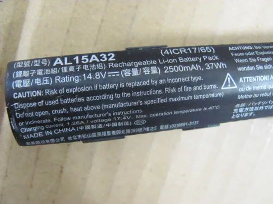 акб оригінал AL15A32 14.8V 37WH для ACER Aspire E5-422, E5-472, E5-522, E5-532, E5-573, E5-574, E5-722, E5-752, E5-773, ES1-420, V3-574 Extensa 2510, 2510G 2511 З аукціону