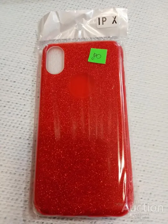 Чехол бампер Iphone X красный силикон с блестками Ціна