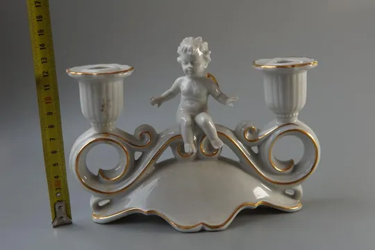 Купити Фигура фарфор подсвечник Германия ГДР путти мальчик ангелочек ангел целый №10051