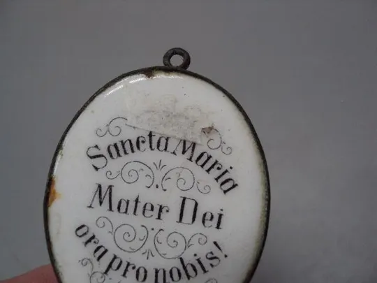 Подвеска икона финифть Sancta Maria Mater Dei ora pro nobis! Святая Мария Матерь Божия, молись о наc Характеристики