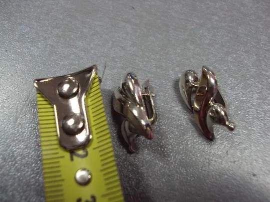 Серьги листья листочки серебро 875 проба Украина золотые вставки 585 проба вес 4,13 г №11844 З аукціону