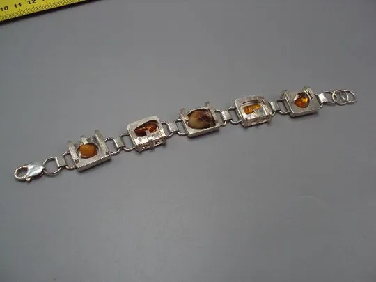 Женский набор колье цепочка и кулон и браслет янтарь серебро 925 проба Украина вес 82,2 г №14120 Характеристики