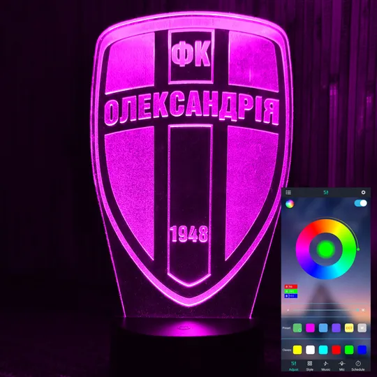 Акриловий світильник-нічник керування з телефона ФК Олександрія tty-n001583 Ціна