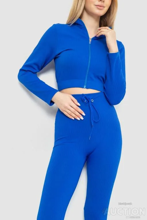 Купити Костюм женский в рубчик, цвет электрик, 244R14302