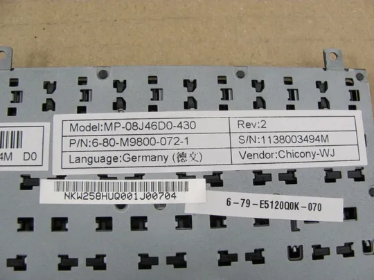 522-25 клавіатура робоча MP-08J46D0-430 6-80-M9800-072-1 для TERRA 1528 1509P оригінал Недорого