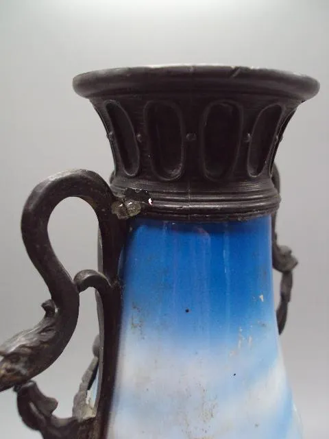 Ваза Европа фарфор металл узор дети путти ангелочки с девушкой высота 33 см под реставрацию №1304 Продаж