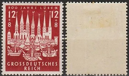 фото, 1943 - Рейх - 800 років Любека Mi.862 *