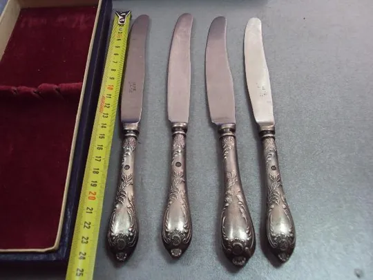 Набор столовые приборы ножи нержавейка мнц ЗиШ ссср нож длина 24 см лот 4 шт в коробке №11710 Недорого