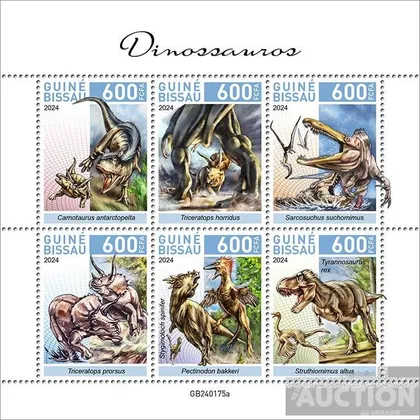 фото, Гвинея Бисау-Динозавры -2024.Чистый полный красивый комплект-М/Лист.MNH
