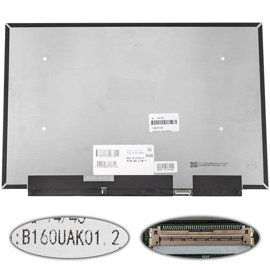 Матриця 16.0" B160UAK01.2 touch (1920 * 1200, 40pin (eDP, IPS), LED, SLIM (без додаткової панелі), матова, роз'єм справа внизу) Ціна