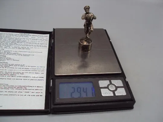 Пробка мужичок музыкант с бубном серебро ВА 84 проба голова вес 29,41 г высота 6,4 см №13966 Характеристики