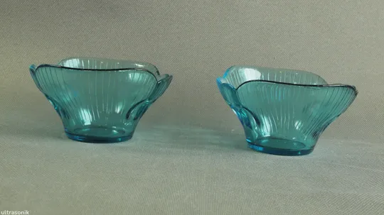 Креманки піалки цукерниці вазочки 2шт міні бірюзове кольорове радянське скло Вживане З аукціону