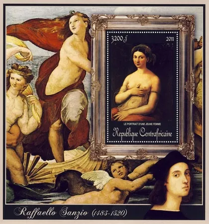 фото, ЦАР-Живопись- Рафаэль -2011.Чистый  красивый Блок.MNH.