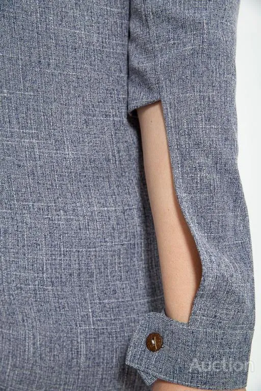Короткое платье батал, синего цвета, 102R083 Де купити
