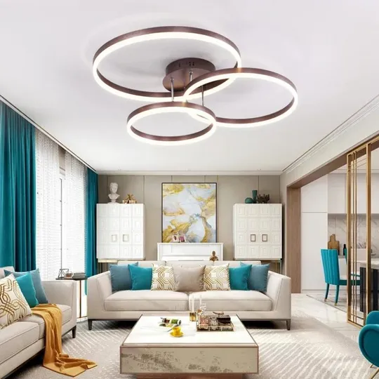 Люстра потолочная LED с пультом A8008/3-cf-k Коричневый 14х70х80 см. Ціна