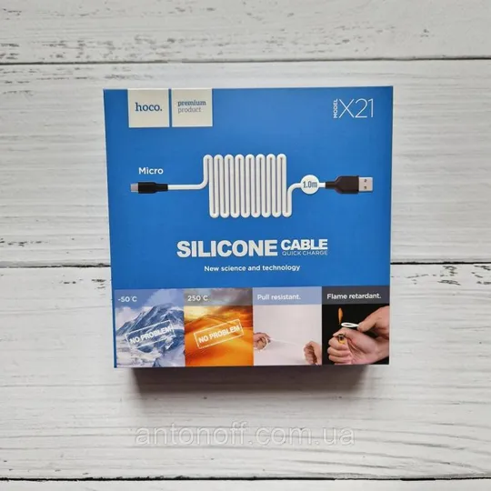 Кабель Hoco X21 Silicone Cable силіконовий microUSB to USB (1м 2A) білий Ціна