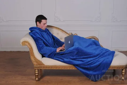 Рукоплед Плед з рукавами і кишенями з мікрофібри 200х150. синій Характеристики