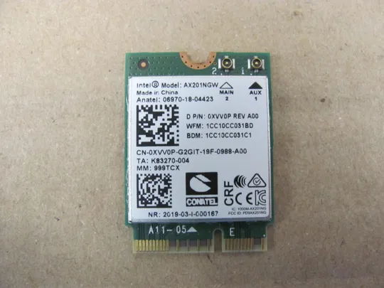 номер0669-9 WI-FI модуль AX201NGW 0XVV0P для Dell Inspiron G15 5510 5511 Dell Inspiron G16 7630 G15 5520 5521 5525 5500 5510 5511 5515 LATITUDE 5320 5420 5410 5430 5520 5530 3510 3520 precision 7550 7560  оригінал Ціна