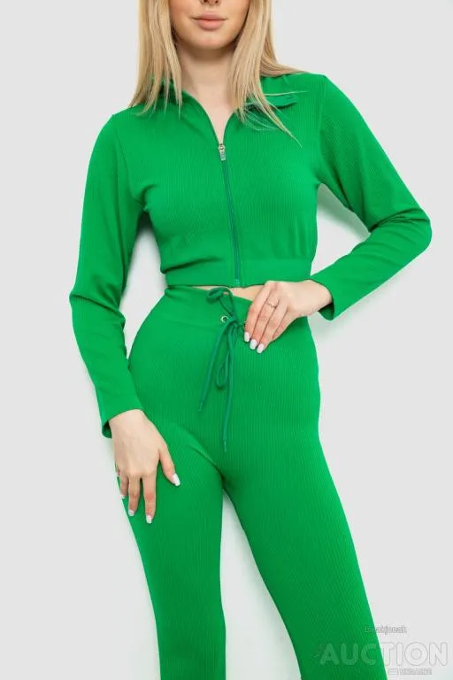 Купити Костюм женский в рубчик, цвет зеленый, 244R14302